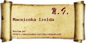 Macsicska Izolda névjegykártya